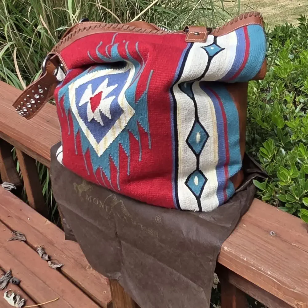 Montana West Southwestern Tapestry Tote Rhinestone Western Shoulder Bag